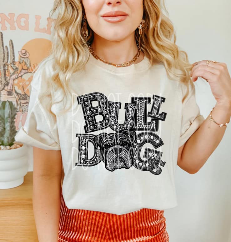 Faux Rhinestone Mascot - Bulldogs