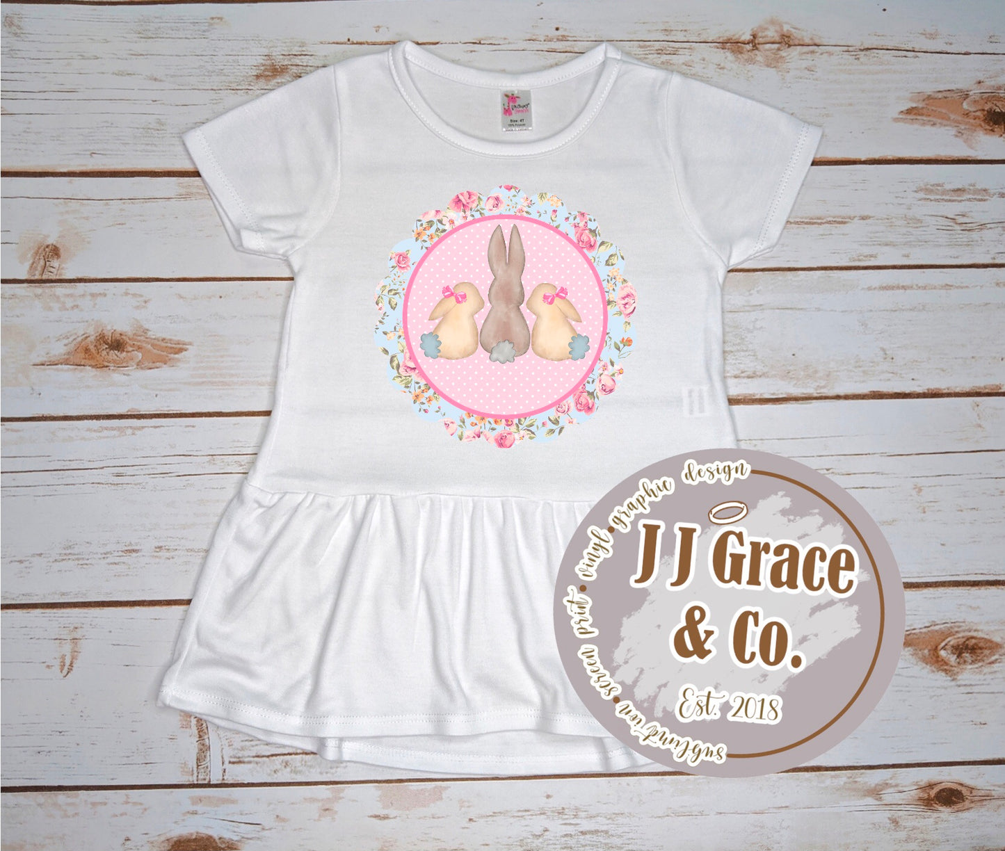 Girls Triple Bunny in Floral Circle